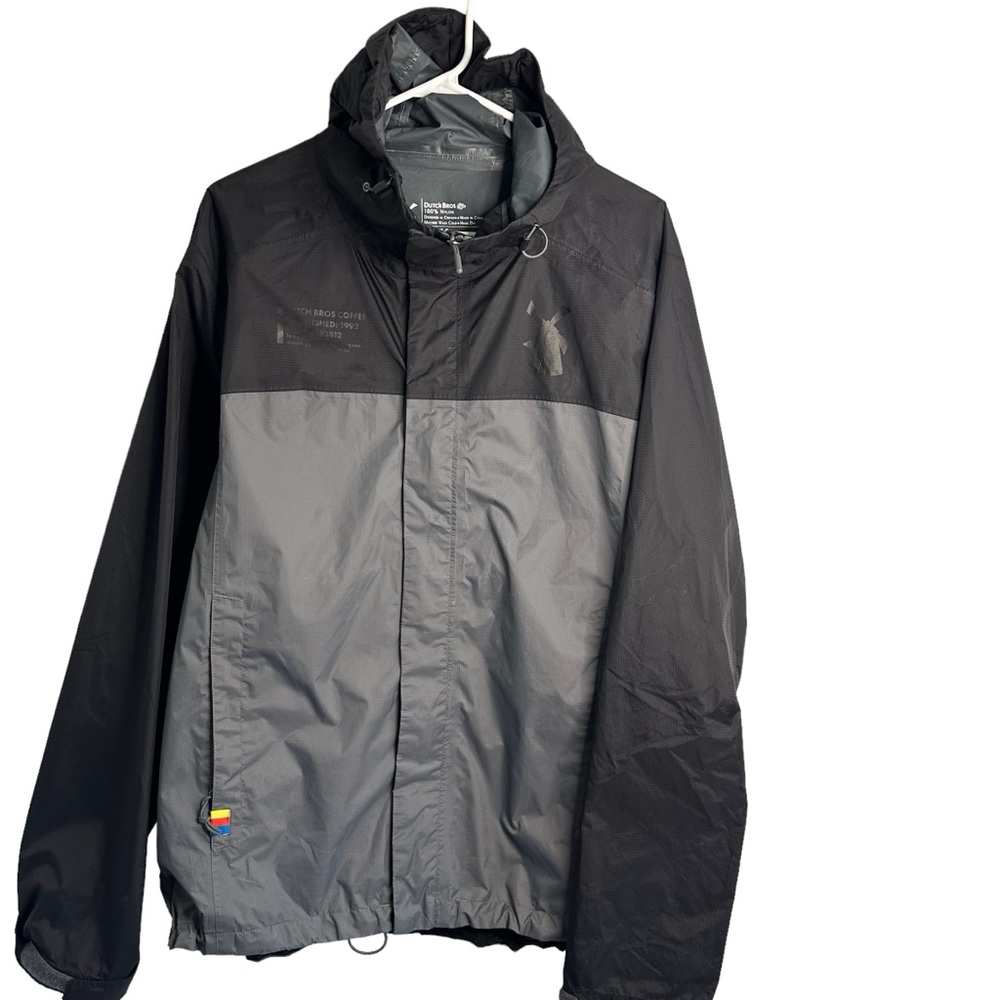 Dutch Bros SALE black + Grey Windbreaker MEDIUM+ LARGE Full Zip Hoodie Employee